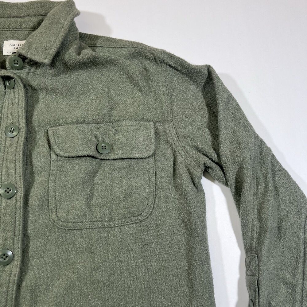 American Eagle Fleece Oversized Love Shacket Shirt Jacket Sage Green Women's XS - Picture 4 of 11